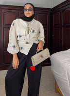 Lena Blouse In White & Black