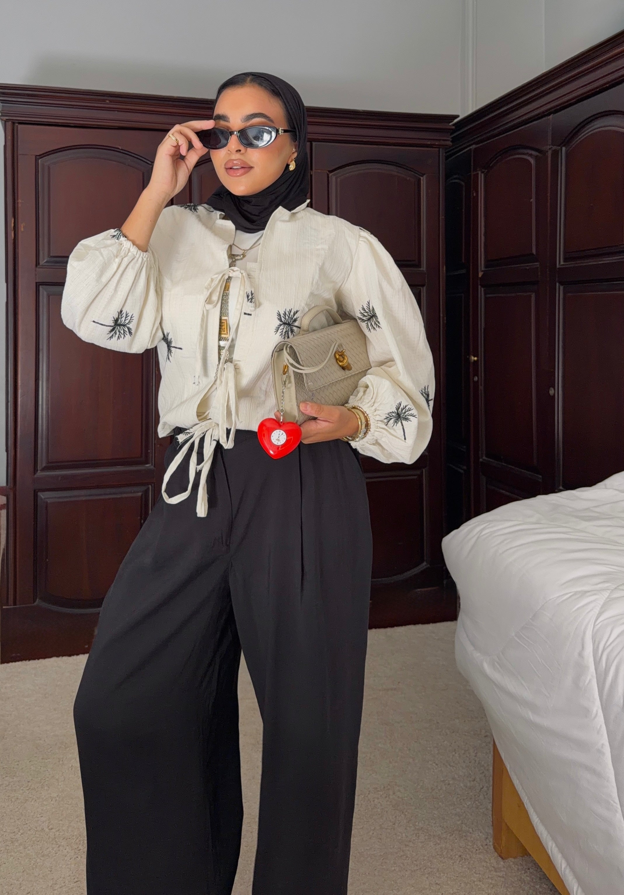 Lena Blouse In White & Black