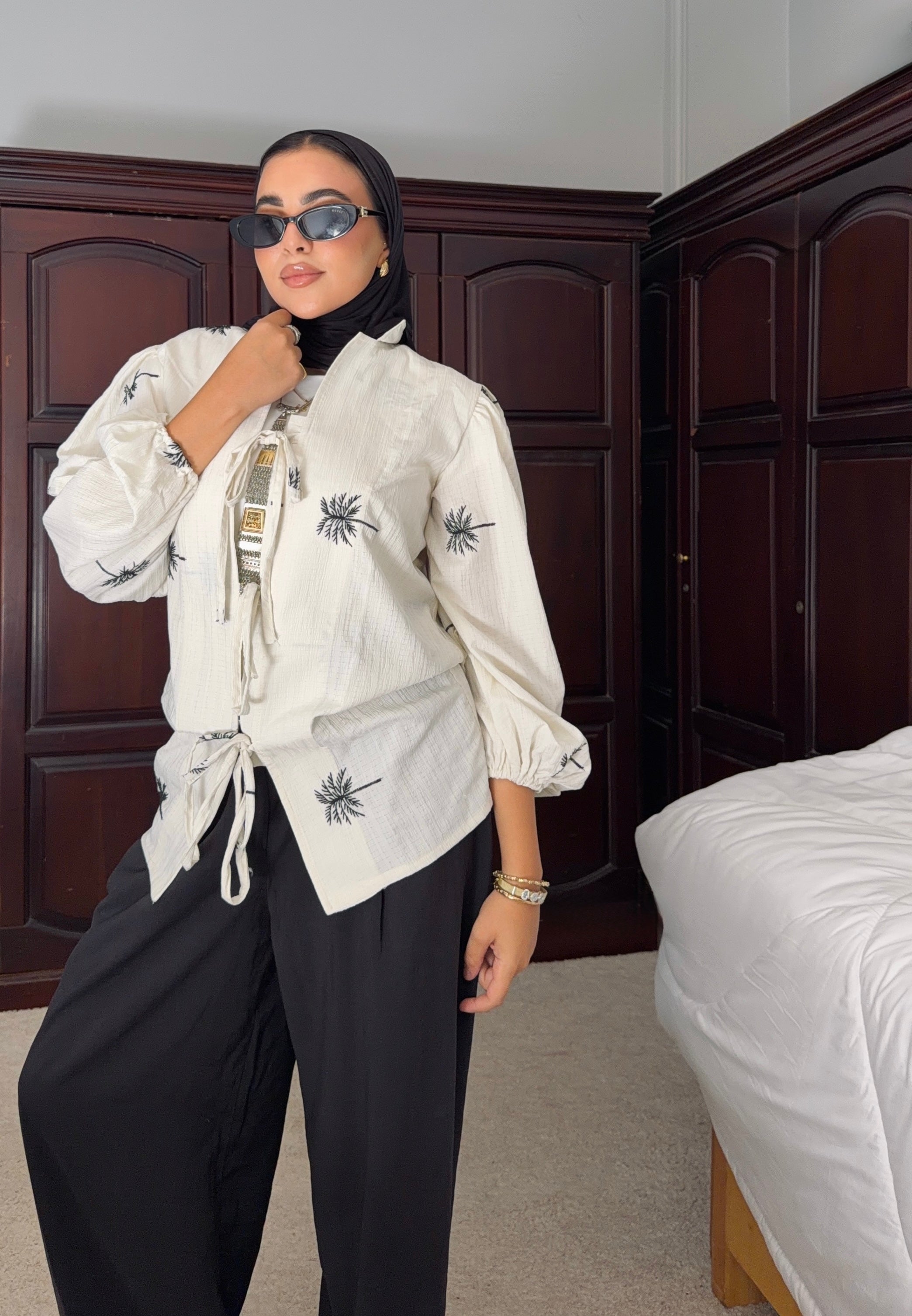 Lena Blouse In White & Black