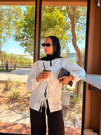 Lena Blouse in beige & White